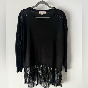 Philosophy Black Knit Sweater Fringe Detail